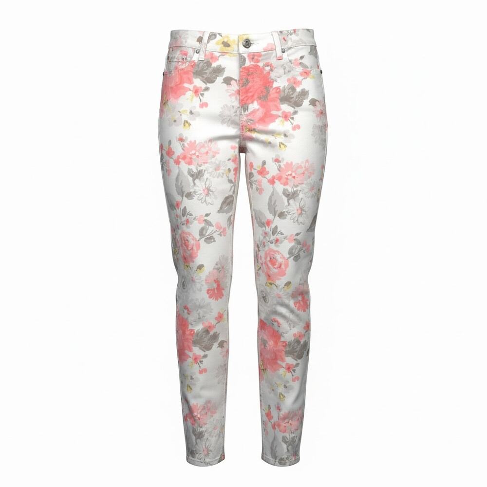 Talbots Flawless Five Pocket Floral Slim Ankle Pant Size 4 Spring Stretch